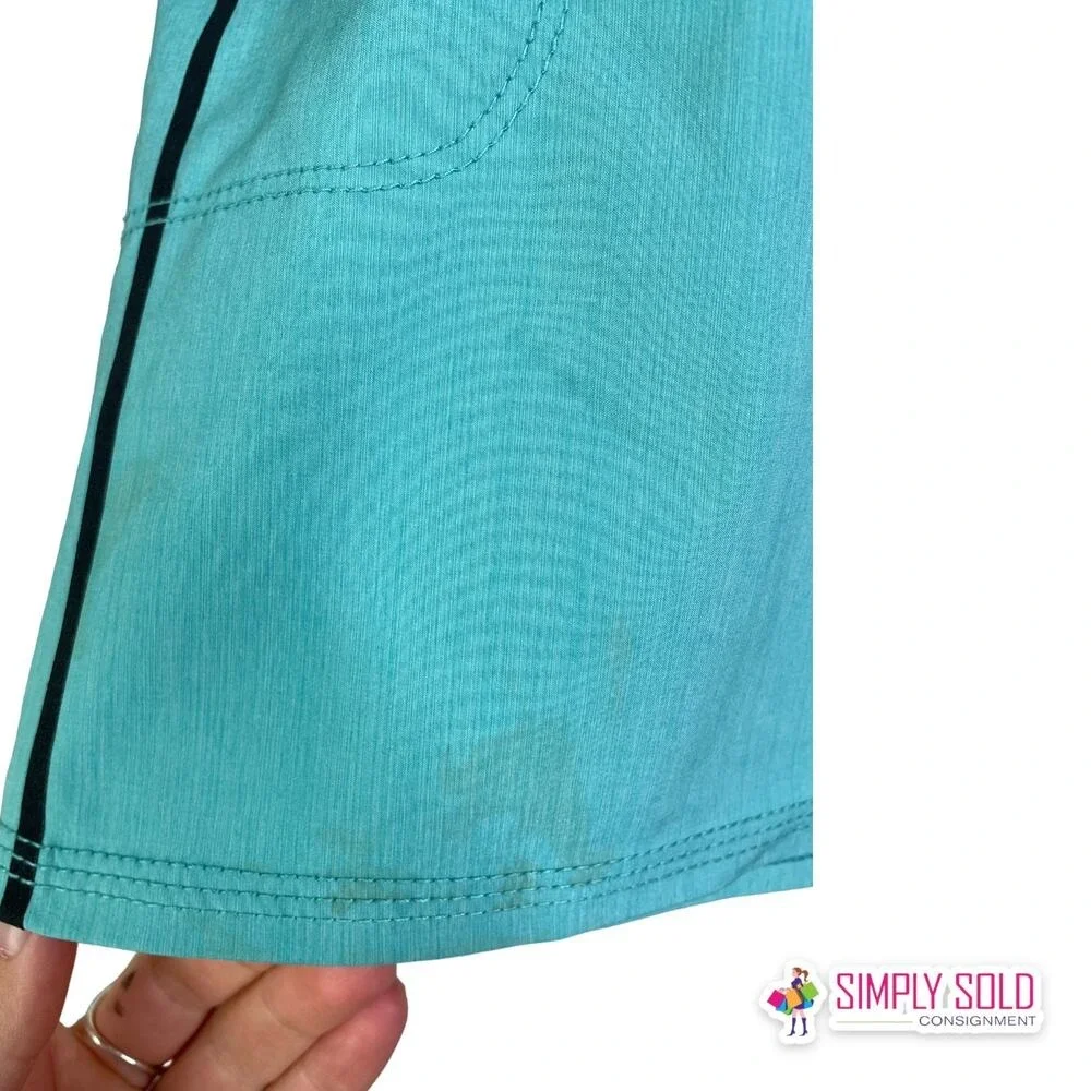 The Boneyard Surf Shop Board Shorts Men 30 Green Side Stripe Lace Up Swim Trunks